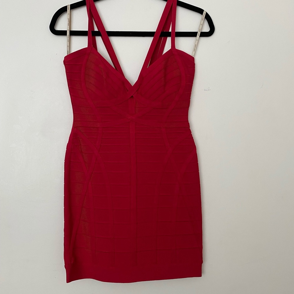 Herve Leger Gorgeous Lip-Stick Red Statement Dress with tags.